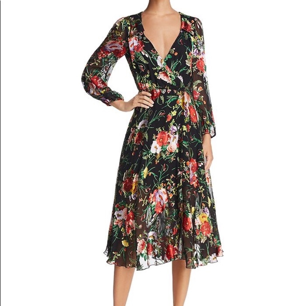 Alice + Olivia Abney Burnout Wrap Midi Dress
